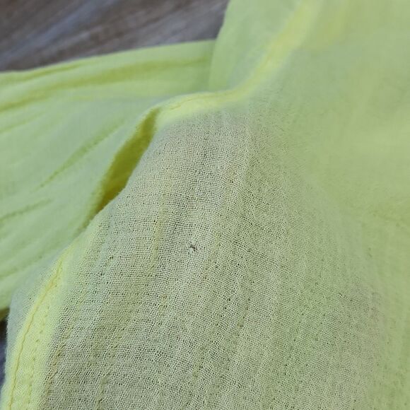 💜Merona Yellow Gauzy Lightweight Adjustable Roll Tab Long Sleeve Top Small - Picture 10 of 10